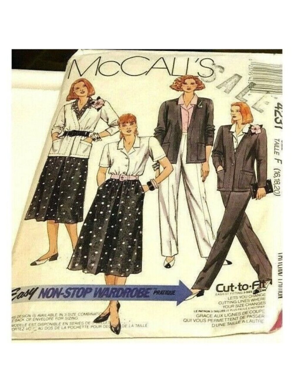 VTG Sew PATTERN McCalls 4231 Misses Unline Jacket Shirt Skirt Pants Sz 16-20 UC
